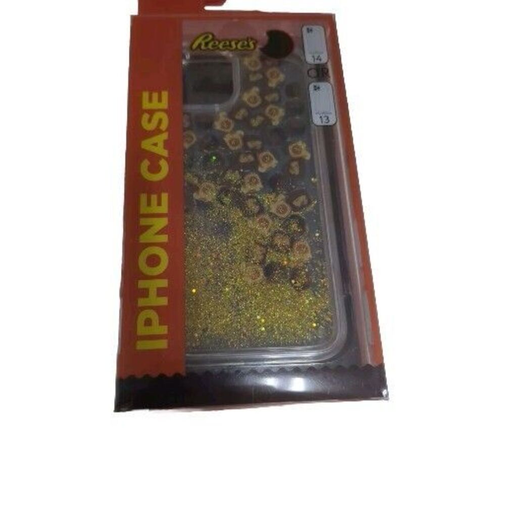 NEW Reese’s iPhone Case Fits 14 & 13 Clear NIP Hershey Chocolate Lovers Glitter